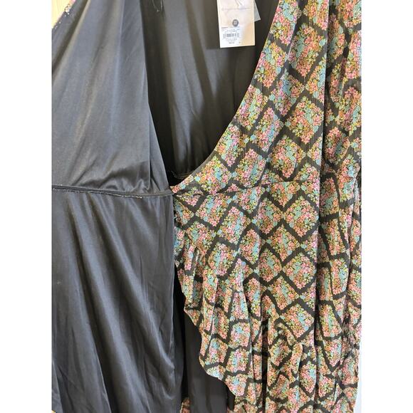 NWT LC Lauren Conrad High Low Hem Faux Wrap Maxi Dress Chiffon Ditsy Floral XL - Picture 4 of 6